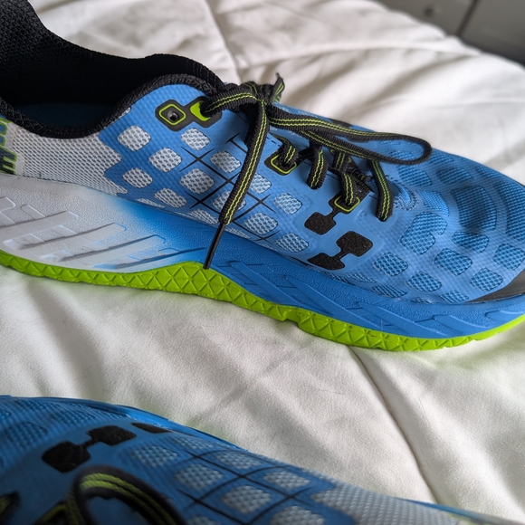 Hoka One One Blue and Green Athletic Shoes - Picture 4 of 6